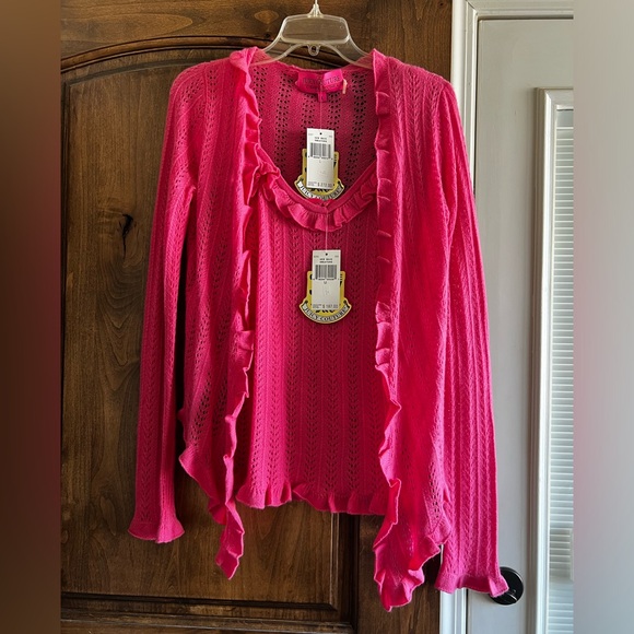 New with Tags Juicy Couture Large Wave Cashmere Sweater & Medium Tank Set - Picture 2 of 12